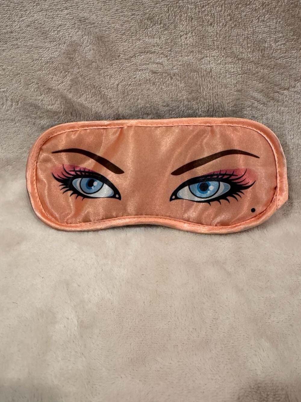 Satin Sleep Mask With Blue Eyes Print And Elastic Strap